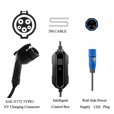 검은색 전기 자동차 가정용 휴대용 월 박스 10A 16A 20A 24A 32A Ev 충전기 교체 / 수리