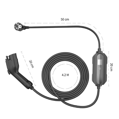 휴대용 충전소 모드 2 Sae J1772 16A Ev 충전 케이블 5m TUV 인증 케이블