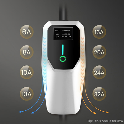 230V AC 단일 단계 휴대용 EV 충전기 IP66 인증 및 7Kw 출력 전력