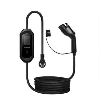 LCD 디스플레이 블루 CEE 플러그 및 조절 전류와 함께 7Kw 타입 2 휴대용 EV 충전기
