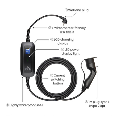 6A-16A 전기 자동차용 가동 EV 충전기 AC 220V 20% 출력 전압